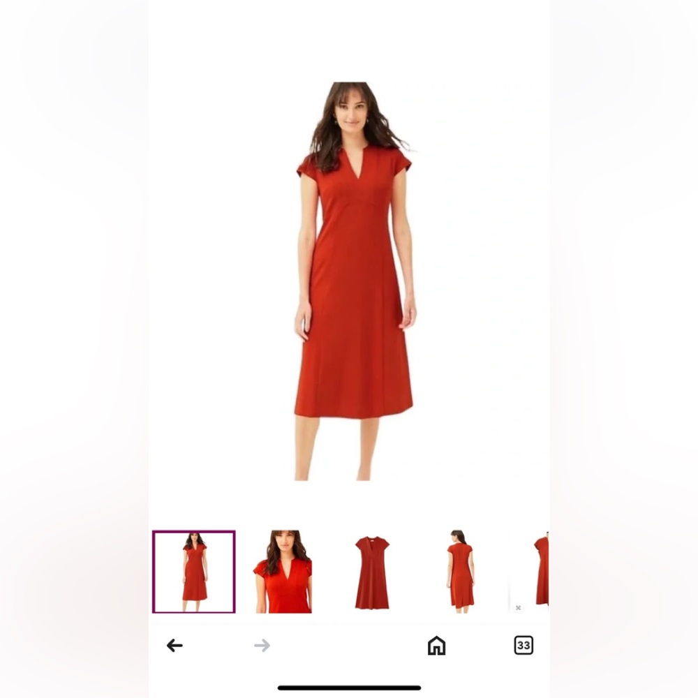 NWT J Jill Rust Cap Sleeve Midi A-Line Drezs with Empire Waist, XS